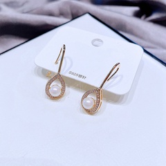 water drop fashion pearl zircon micro-inlaid ear hooks wholesale jewelry Nihaojewelry