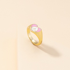 simple fashion contrast color heart enamel glaze ring wholesale nihaojewelry