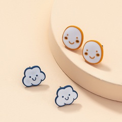cute smiling face cloud cartoon earrings wholesale jewelry Nihaojewelry