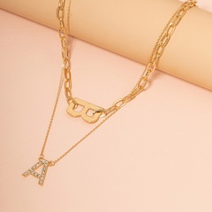 2021popular Diamond Letters Necklace Simple Personality Fashion Double Layer Necklace Japanese and Korean Ins Style Accessories Wholesale