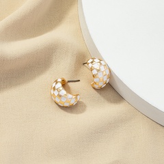 simple vintage drip glaze plaid contrast color earrings wholesale nihaojewelry