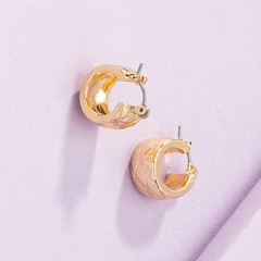 Basic Style European and American Fashion Cool Golden Glossy Circle Shape French Earrings South Korea Dongdaemun Ear Ring