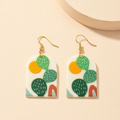 acrylic color print fashion earrings one pair wholesale jewelry Nihaojewelry