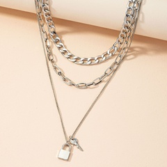 dreilagige kleine Schlossschlüsselanhänger Halskette Großhandel nihaojewelry