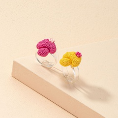 fashion color mushroom flower resin ring set wholesale nihaojewelry