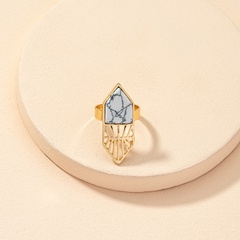 fashion vintage inlaid stone hollow geometric open ring wholesale nihaojewelry