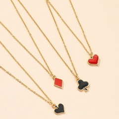 Heart-Shaped Korean Women's 4 Drip Glazed Poker Necklace Set Simple Clavicle Chain Female Europe and America Cross Border Necklace