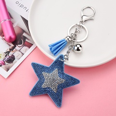 Sequined European and American Style Creative Two-Color Diamond-Embedded Korean Velvet Pentagram Tassel Keychain Pendant Bag Ornament Wholesale