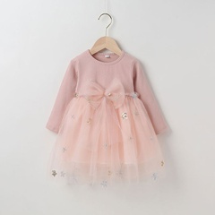 Cute Baby Girl Long Sleeve Tulle Skirt Solid Color Autumn New Dress Cross-Border Spot Children's Clothing