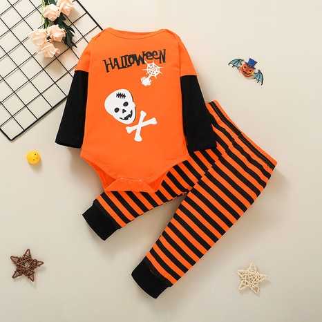 New Kids' Rompers Suit 20.21 Million Halloween Baby Funny Jumpsuit Trousers 2-Piece Set Foreign Trade Children's Wear's discount tags