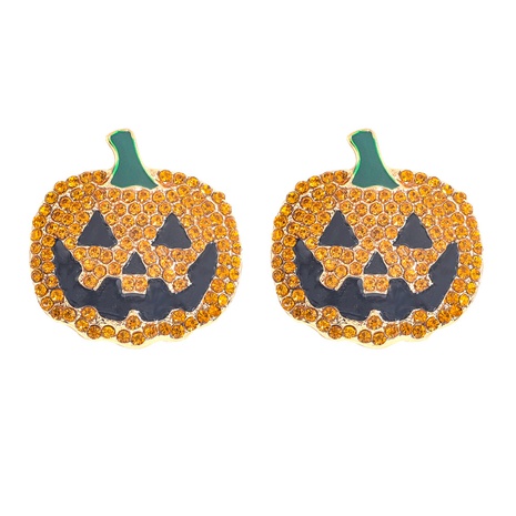 full diamond Halloween pumpkin emoticon earrings wholesale jewelry Nihaojewelry's discount tags