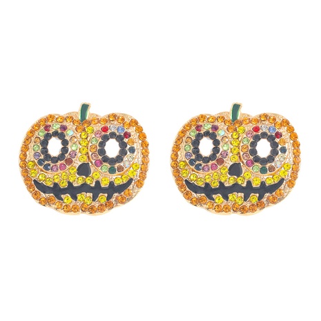 Halloween metal dripping oil eyes pumpkin earrings wholesale jewelry Nihaojewelry's discount tags