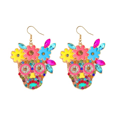 colorful cartoon clown alloy diamond Christmas earrings wholesale jewelry Nihaojewelry's discount tags