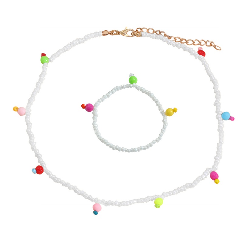 Bijoux Fantaisie Parures Bijoux | Ensemble De Bracelet Collier Simple En Forme De Lanterne PerleLa Main En Gros - EG59653