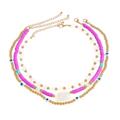 bohemian style color beaded devil's eye splicing chain multilayer necklace wholesale