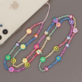 Flower Smiley Fruit Color Beaded Soft Pottery Mobile Phone Strap wholesale Nihaojewelrypicture14