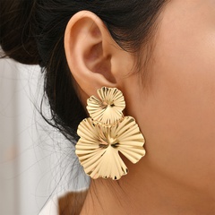 European and American Fashion Big Brand Alloy Flower Stud Earrings Exaggerated Geometry Earrings Personality Simple and Popular Fashion Earrings