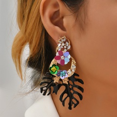 bohemia hollow leaf flower diamond earrings wholesale Nihaojewelry
