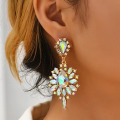 retro crystal flower laser color earrings wholesale Nihaojewelry