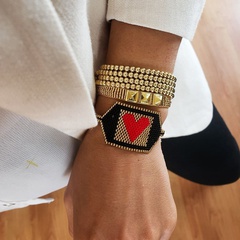 ethnic style acrylic rivets Miyuki beads beaded heart shape multi-layer bracelet wholesale Nihaojewelry
