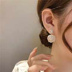 fashion vintage Camellia pearl contrast color earrings wholesale nihaojewelry