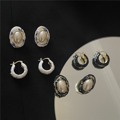 pendientes de botón ovalado de esmalte retro al por mayor Nihaojewelry