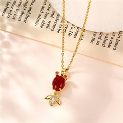 goldfish inlaid zircon copper pendant stainless steel chain necklace wholesale nihaojewelry