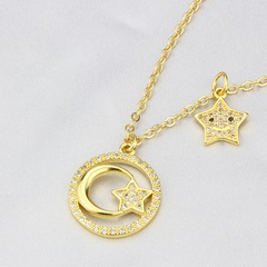 collier en acier inoxydable pendentif zircon étoile lune en gros nihaojewelry