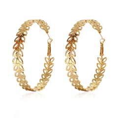 Boucles d'oreilles à feuilles creuses rondes en métal de mode bijoux en gros Nihaojewelry