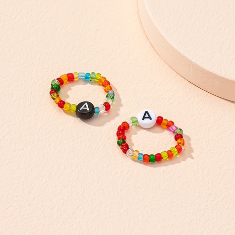 Korean fashion letter color beads ring set wholesale Nihaojewelry  NHAI416238's discount tags