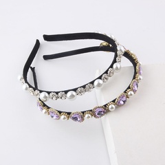 Korean pearl heart-shaped rhinestone headband wholesale Nihaojewelry