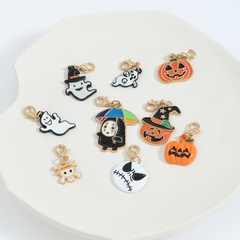halloween series metal dripping oil cartoon pumpkin ghost keychain wholesale Nihaojewelry