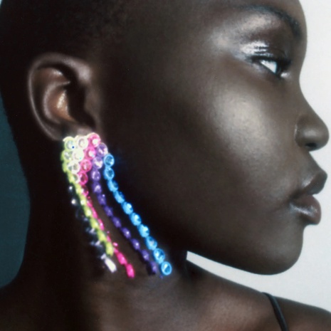 fashion color rhinestone tassel earrings wholesale Nihaojewelry's discount tags