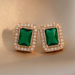 retro red green rhinestone square earrings wholesale Nihaojewelry