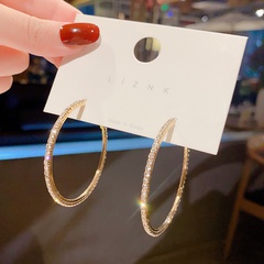 Korean fashion circle micro-inlaid rhinestone earrings wholesale nihaojewelry