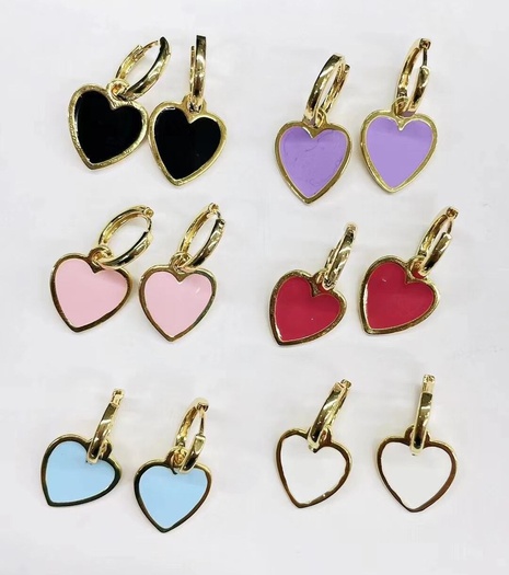 retro glossy color enamel heart copper earrings wholesale Nihaojewelry's discount tags