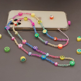 Flower Smiley Fruit Color Beaded Soft Pottery Mobile Phone Strap wholesale Nihaojewelrypicture12