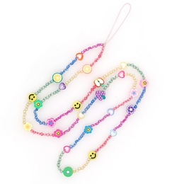 Flower Smiley Fruit Color Beaded Soft Pottery Mobile Phone Strap wholesale Nihaojewelrypicture13