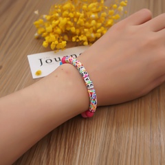 Korean style letter color soft clay flower beaded bracelet wholesale nihaojewelry