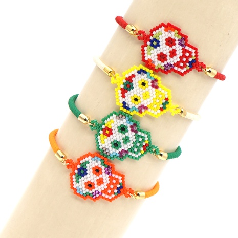 Halloween miyuki beads hand-woven skull bracelet wholesale nihaojewelry's discount tags