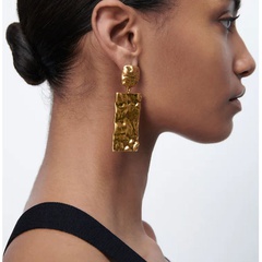 style rétro plis alliage boucles d'oreilles géométriques bijoux en gros Nihaojewelry