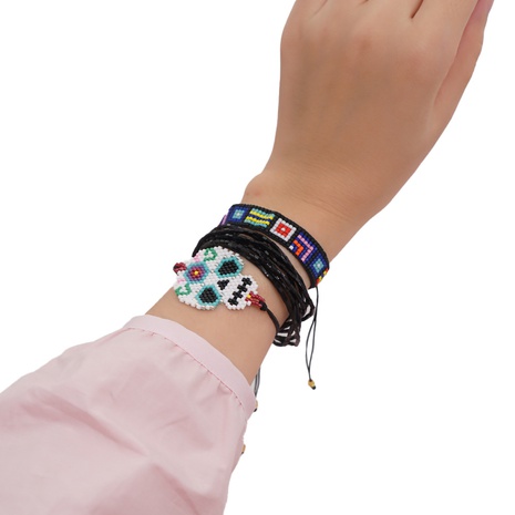 Halloween geometric pattern woven skull beaded bracelet wholesale nihaojewelry's discount tags