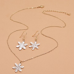 Einfaches tropfendes Öl Weihnachten Schneeflocke Ohrringe Halskette 2-teiliges Set Großhandel Schmuck Nihaojewelry