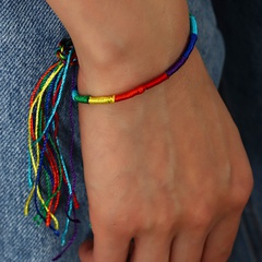 Regenbogenfarbenes handgewebtes Seil Quaste verstellbares Armband Großhandel nihaojewelry
