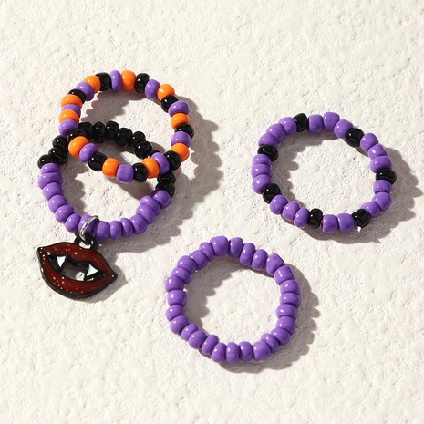 Retro Contrast Color Purple Halloween Miyuki Beads Ring Set Wholesale Nihaojewelry's discount tags