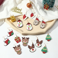 cute glitter cloth Santa Claus Elk Christmas earrings wholesale jewelry Nihaojewelry