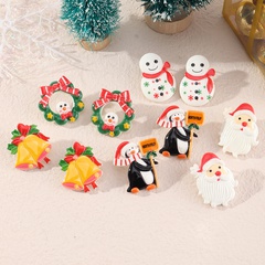 dibujos animados Navidad muñeco de nieve campana resina pendientes joyería al por mayor Nihaojewelry