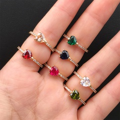 fashion micro inlaid zircon heart-shaped copper opening ring wholesale nihaojewelry