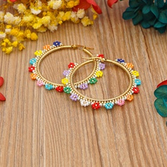 Perles miyuki couleur fleurs en acier inoxydable grand cercle boucles d'oreilles de style bohème bijoux en gros Nihaojewelry