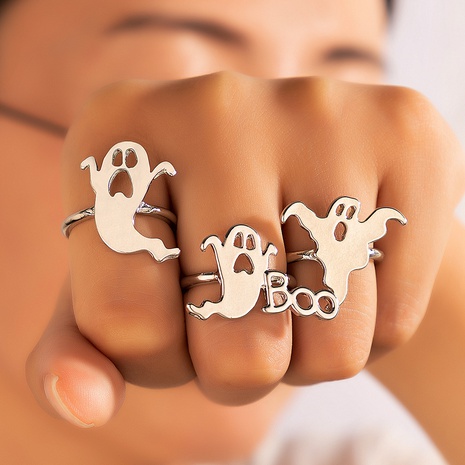 Halloween fashion geometric ghost ring 3-piece set wholesale nihaojewelry's discount tags